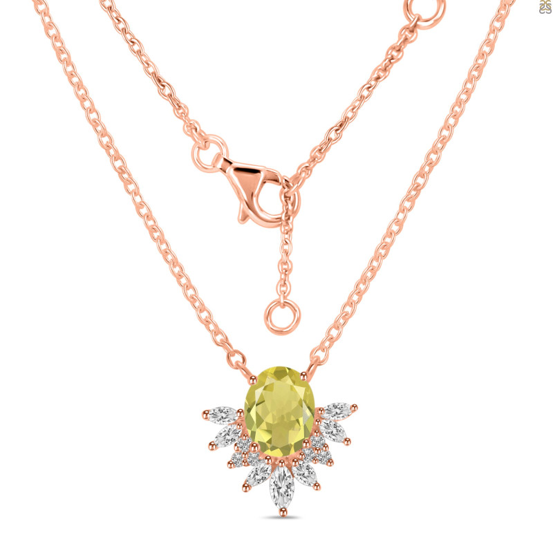 Lemon Quartz & White Topaz Necklace LEM-RN-72.