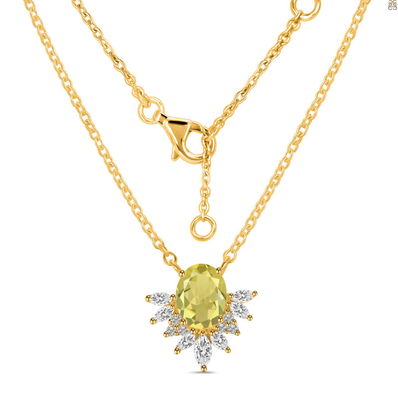 Lemon Quartz & White Topaz Necklace LEM-RN-72.