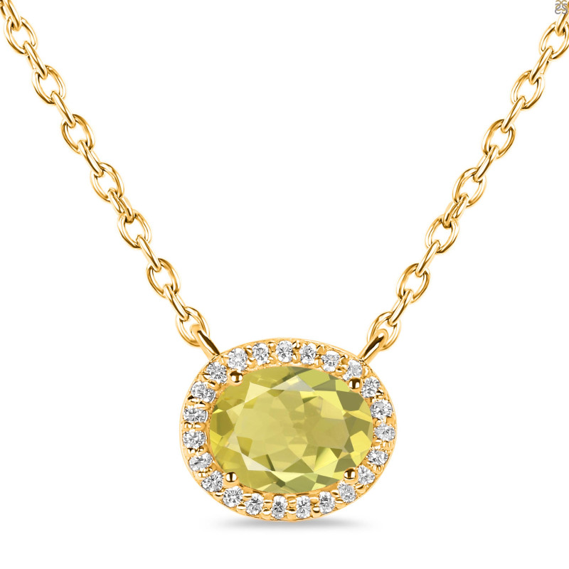 Lemon Quartz & White Topaz Necklace LEM-RN-85.