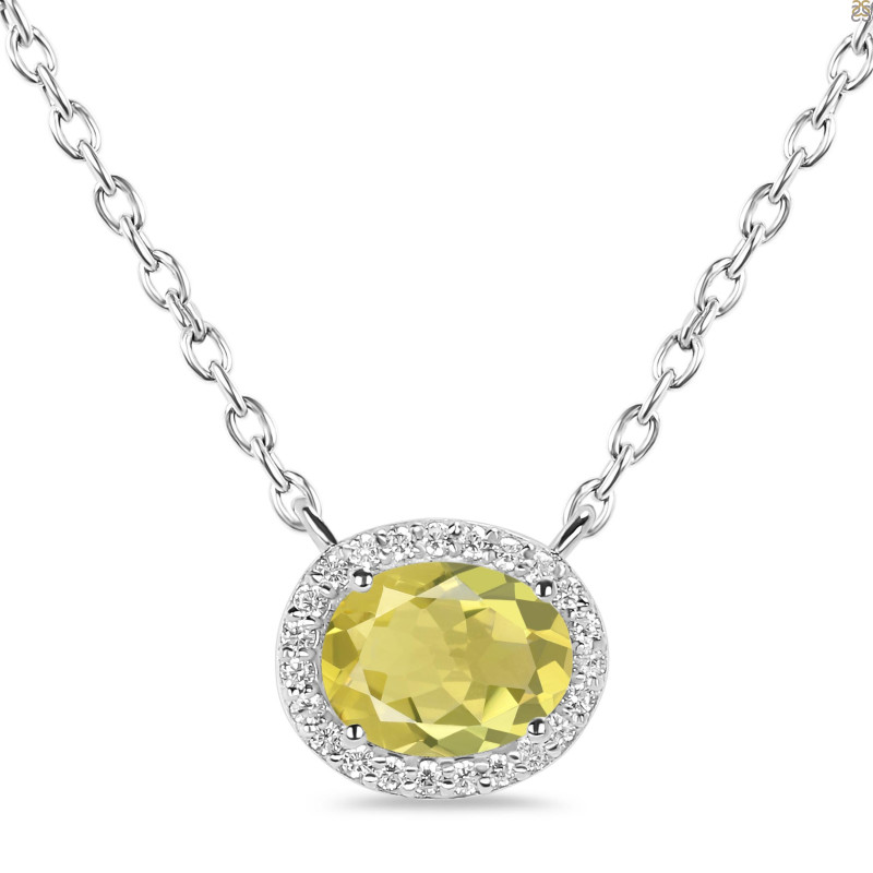Lemon Quartz & White Topaz Necklace LEM-RN-85.