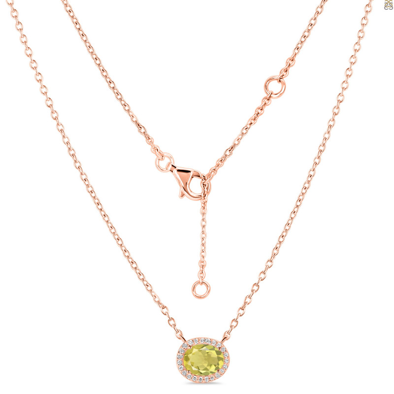 Lemon Quartz & White Topaz Necklace LEM-RN-85.