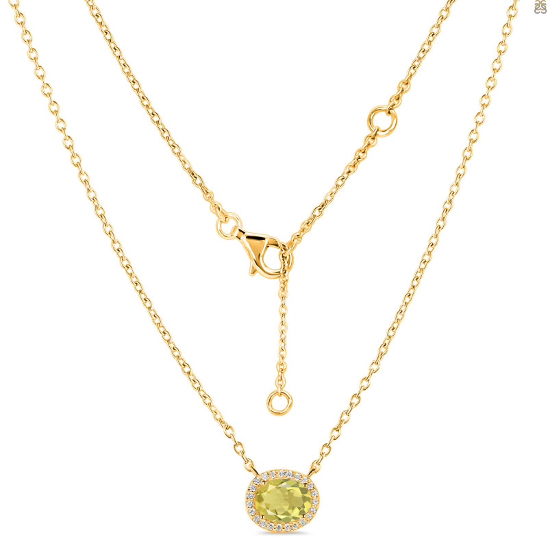Lemon Quartz & White Topaz Necklace LEM-RN-85.