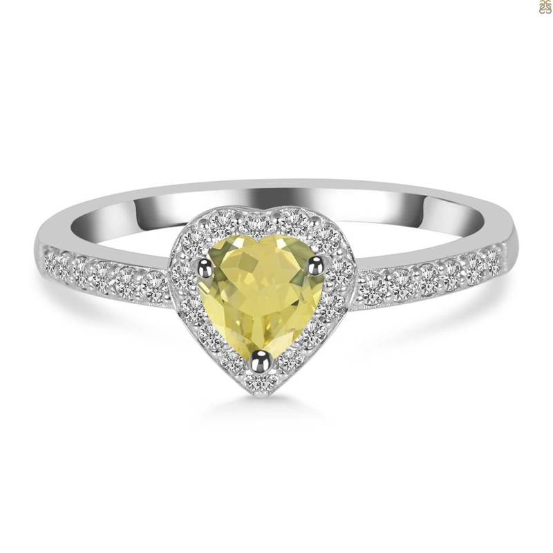 Lemon Quartz & White Topaz Ring LEM-RR-423.