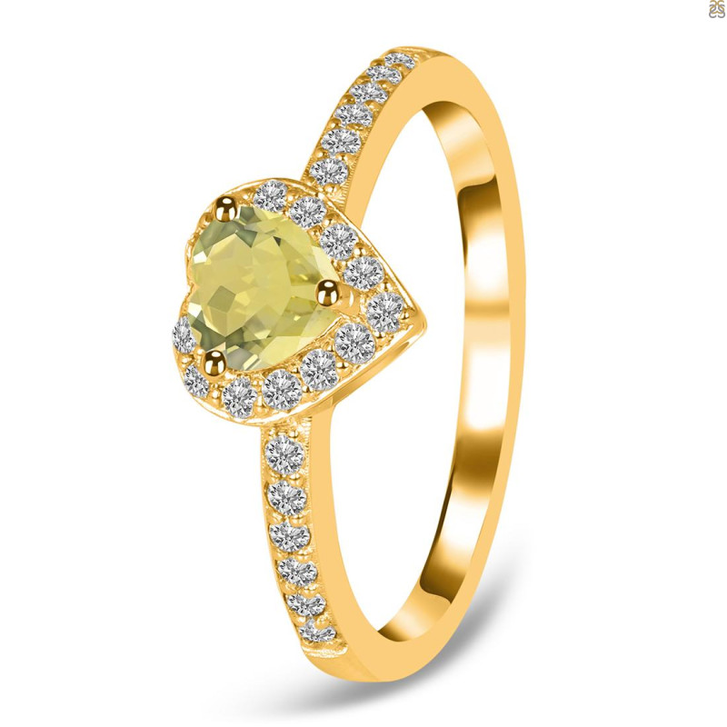Lemon Quartz & White Topaz Ring LEM-RR-423.