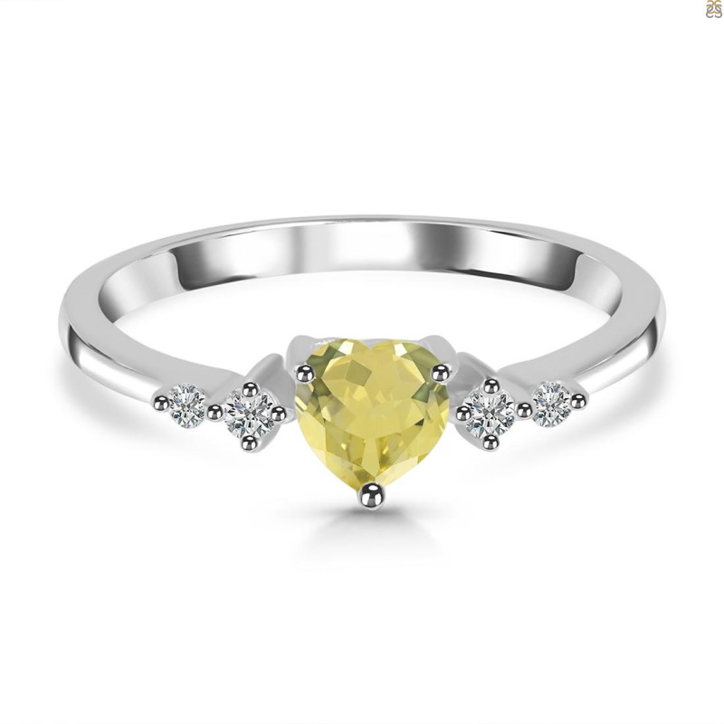 Lemon Quartz & White Topaz Ring LEM-RR-424.