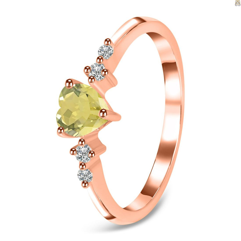 Lemon Quartz & White Topaz Ring LEM-RR-424.