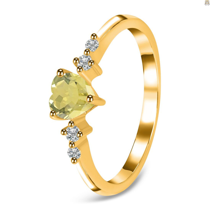 Lemon Quartz & White Topaz Ring LEM-RR-424.