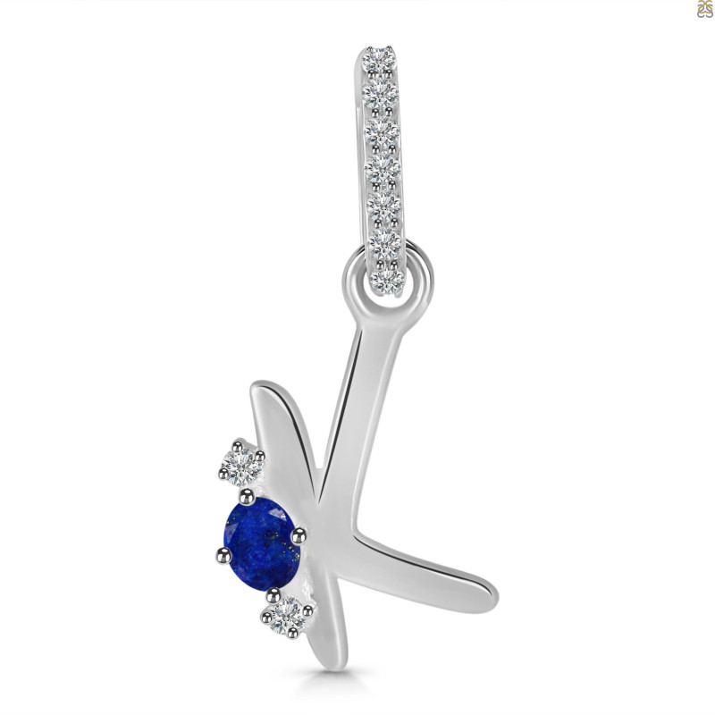 Lapis & White Topaz Alphabet K Pendant LLP-RDA-37.
