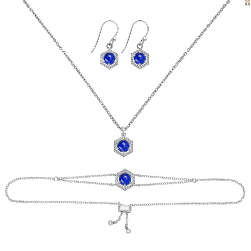 Lapis Jewelry Set LLP-RDB-83-RDN-69-RDE-701.