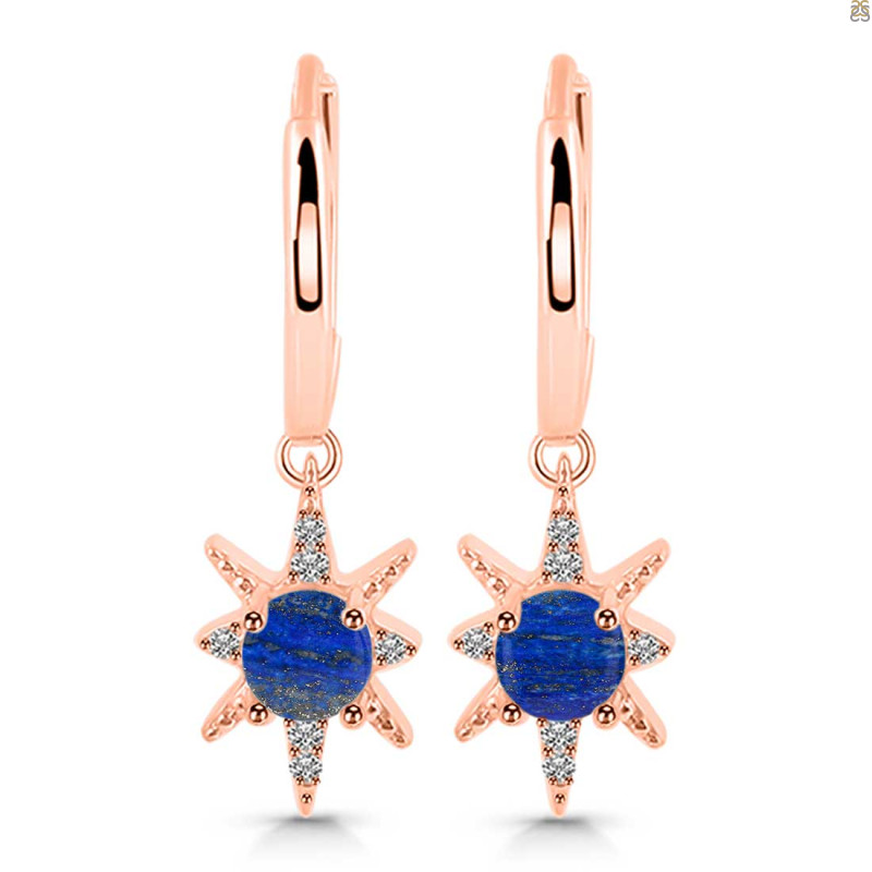 Lapis & White Topaz Hoop Earring LLP-RDE-1470.