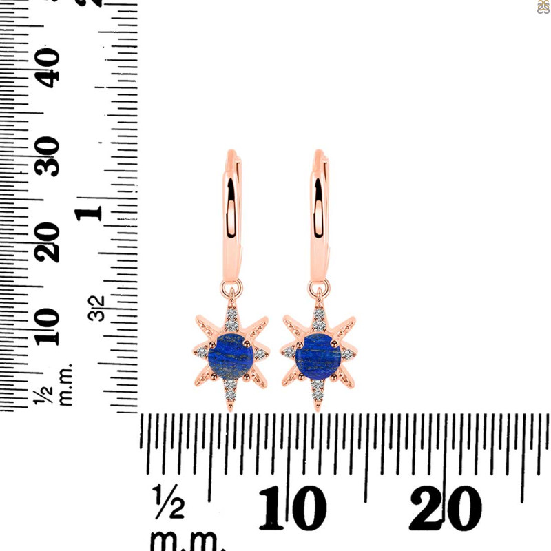 Lapis & White Topaz Hoop Earring LLP-RDE-1470.