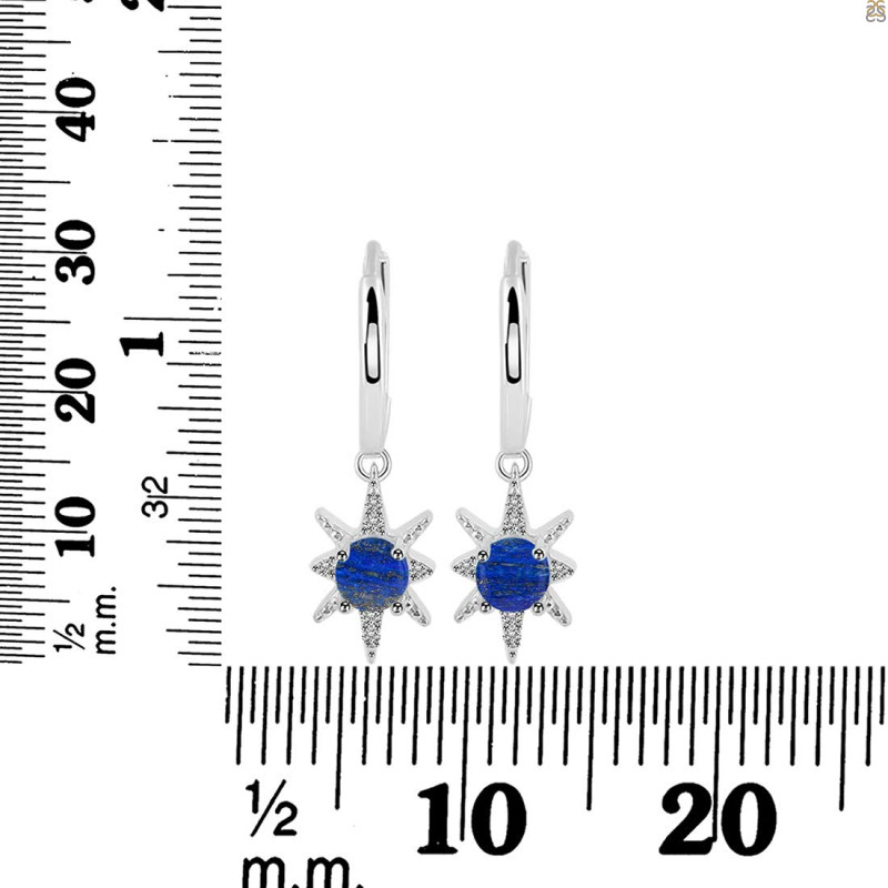 Lapis & White Topaz Hoop Earring LLP-RDE-1470.