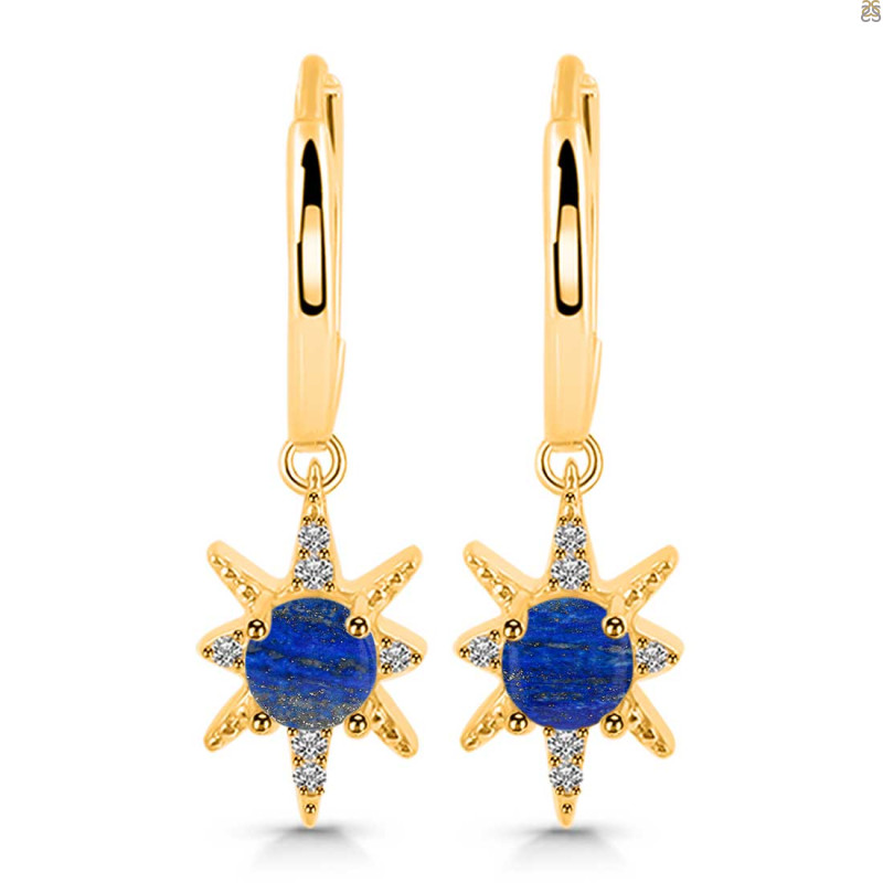 Lapis & White Topaz Hoop Earring LLP-RDE-1470.