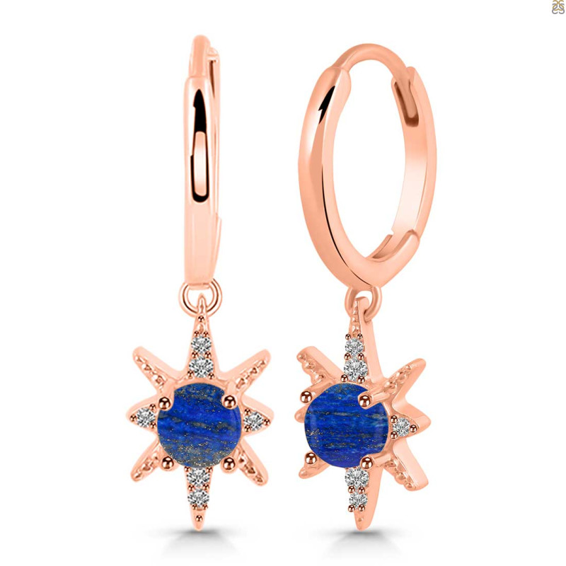Lapis & White Topaz Hoop Earring LLP-RDE-1470.