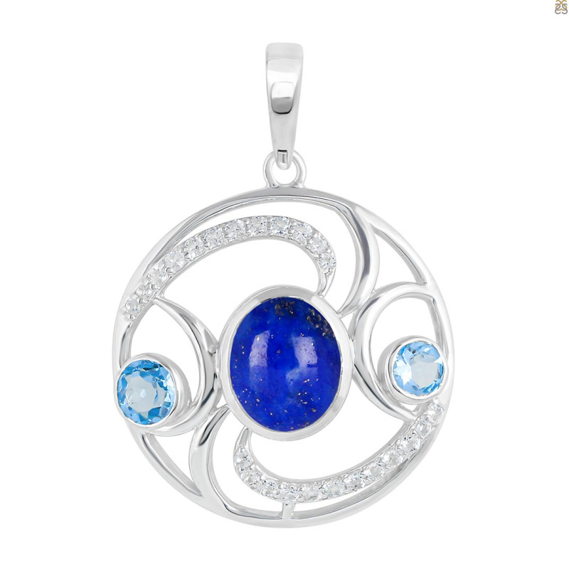 Lapis & Blue Topaz & White Topaz Pendant LLP-RDP-311.