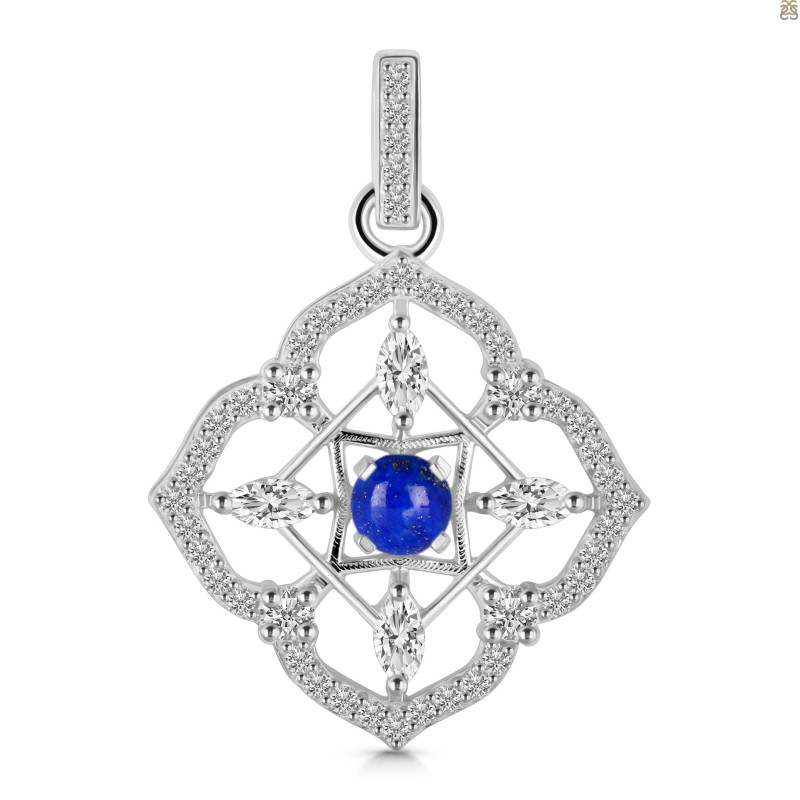 Lapis & White Topaz Pendant LLP-RDP-797-CZ-LOOP.