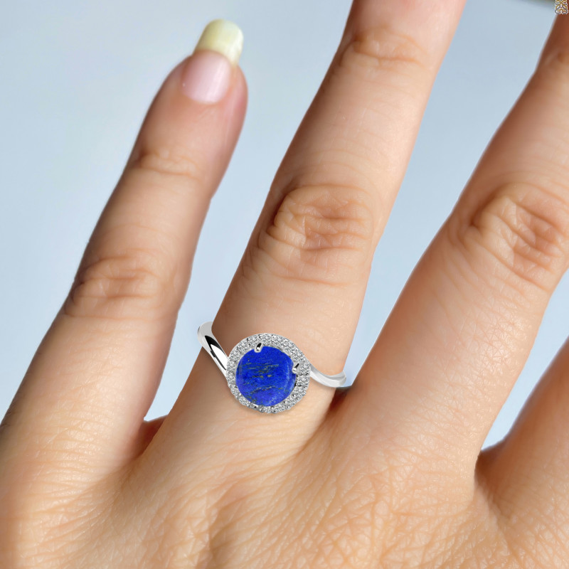Lapis & White Topaz Ring LLP-RDR-1801.