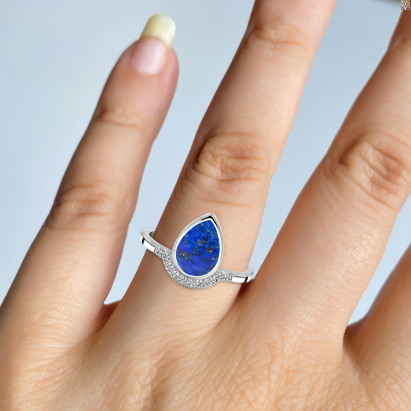 Lapis & White Topaz Ring LLP-RDR-2189.