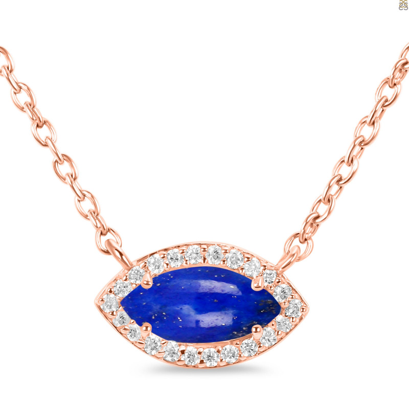 Lapis & White Topaz Necklace With Adjustable Slider Lock LLP-RN-61.