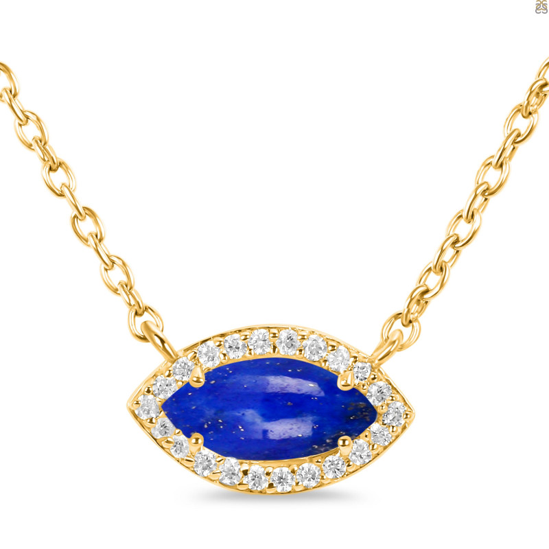 Lapis & White Topaz Necklace With Adjustable Slider Lock LLP-RN-61.