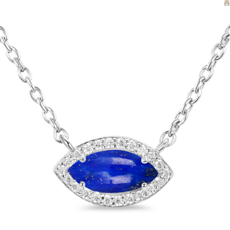 Lapis & White Topaz Necklace With Adjustable Slider Lock LLP-RN-61.
