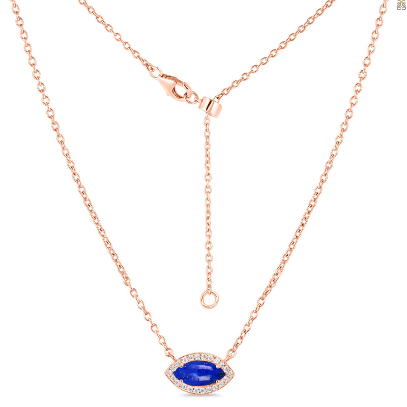 Lapis & White Topaz Necklace With Adjustable Slider Lock LLP-RN-61.