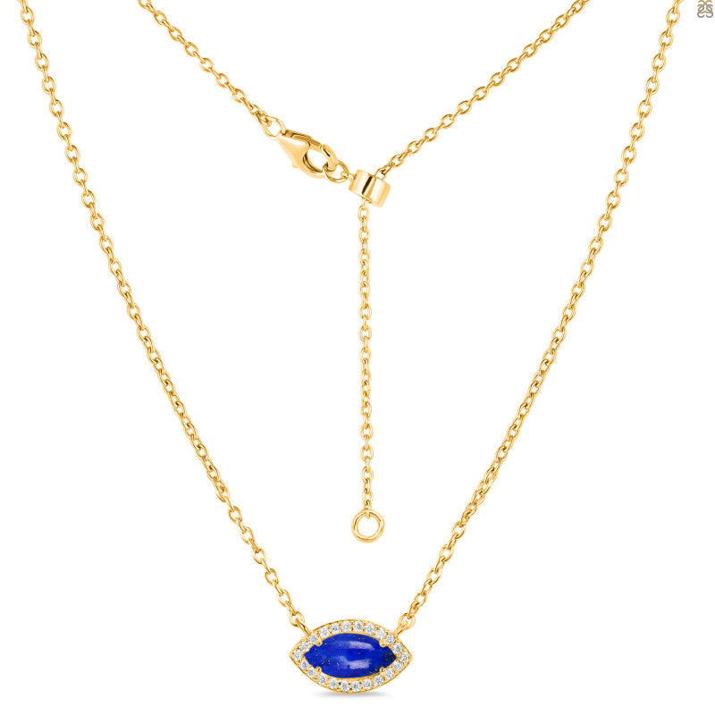 Lapis & White Topaz Necklace With Adjustable Slider Lock LLP-RN-61.