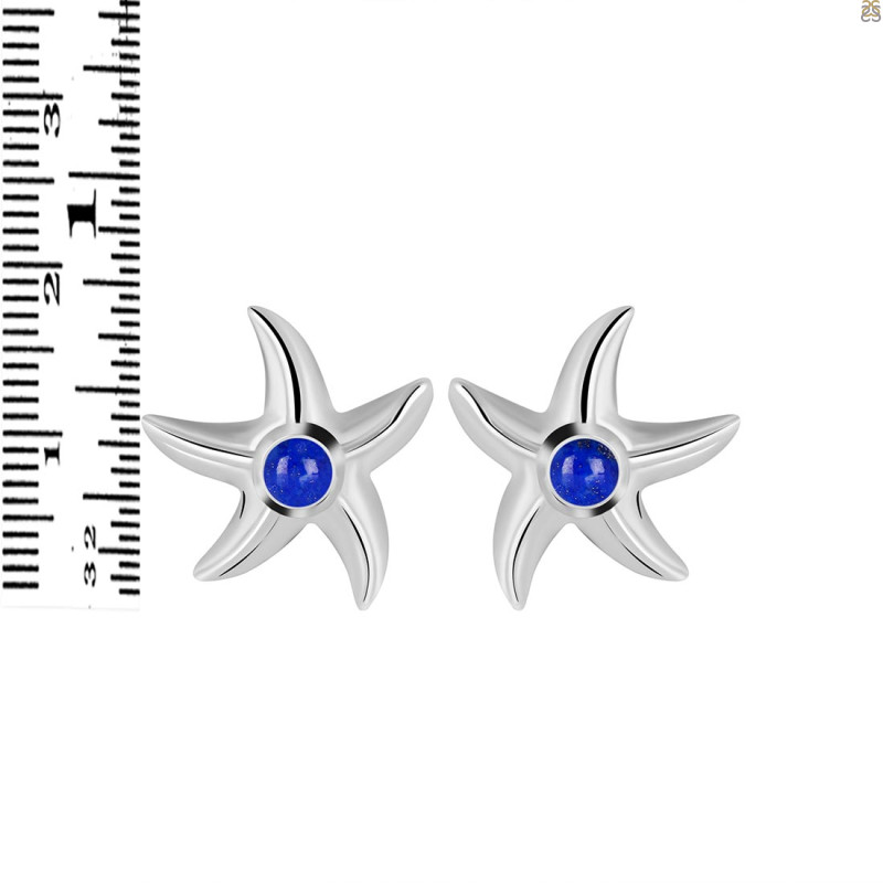 Lapis Star Fish Stud Earring LLP-RUE-1.