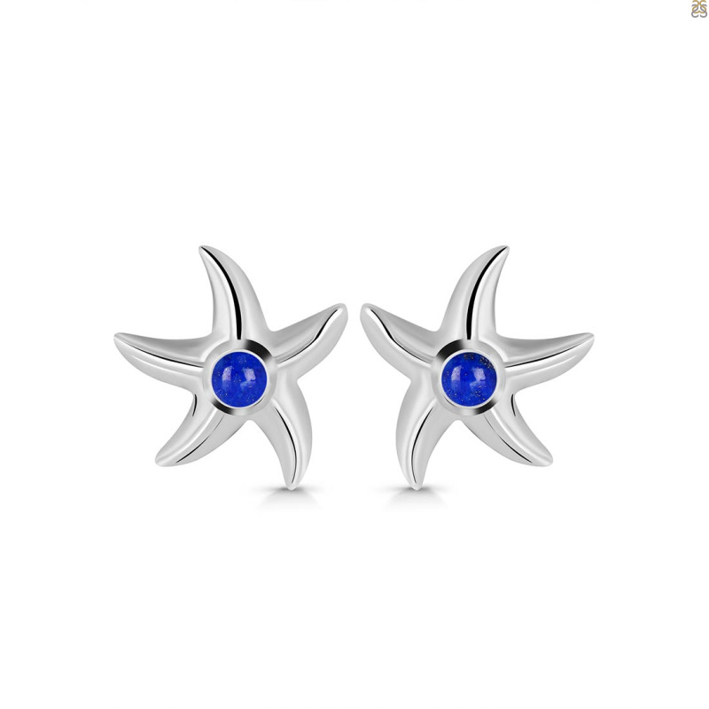 Lapis Star Fish Stud Earring LLP-RUE-1.
