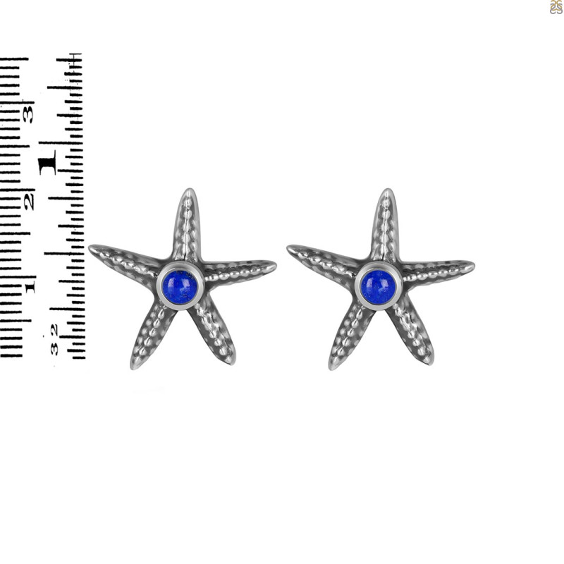Lapis Star Fish Stud Earring LLP-RUE-2.