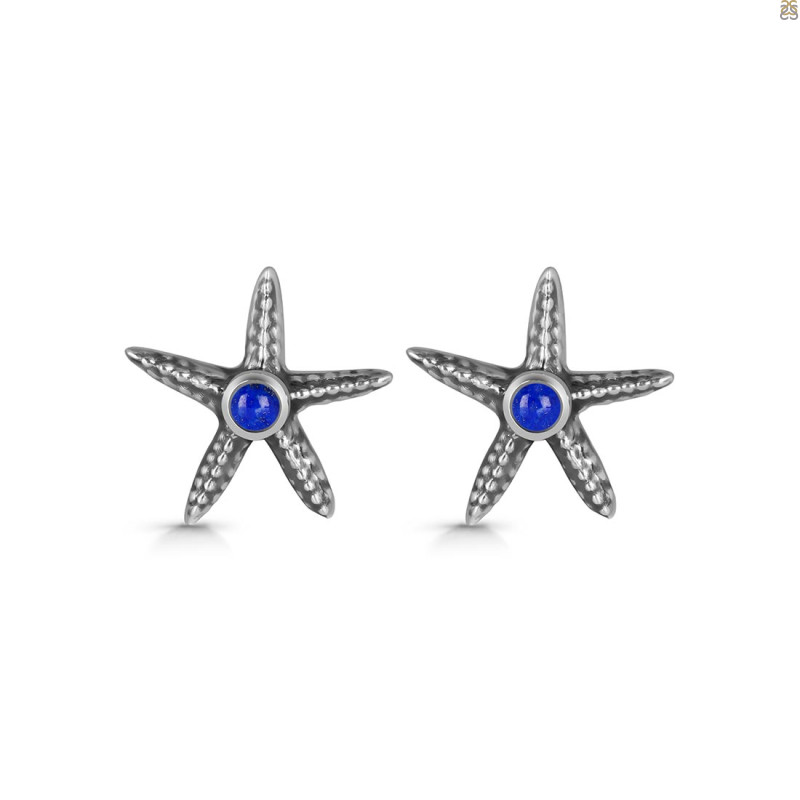 Lapis Star Fish Stud Earring LLP-RUE-2.