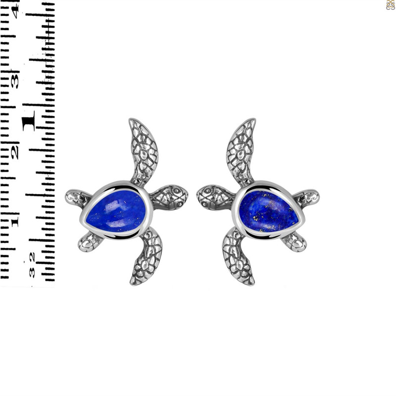 Lapis Turtle Stud Earring LLP-RUE-3.
