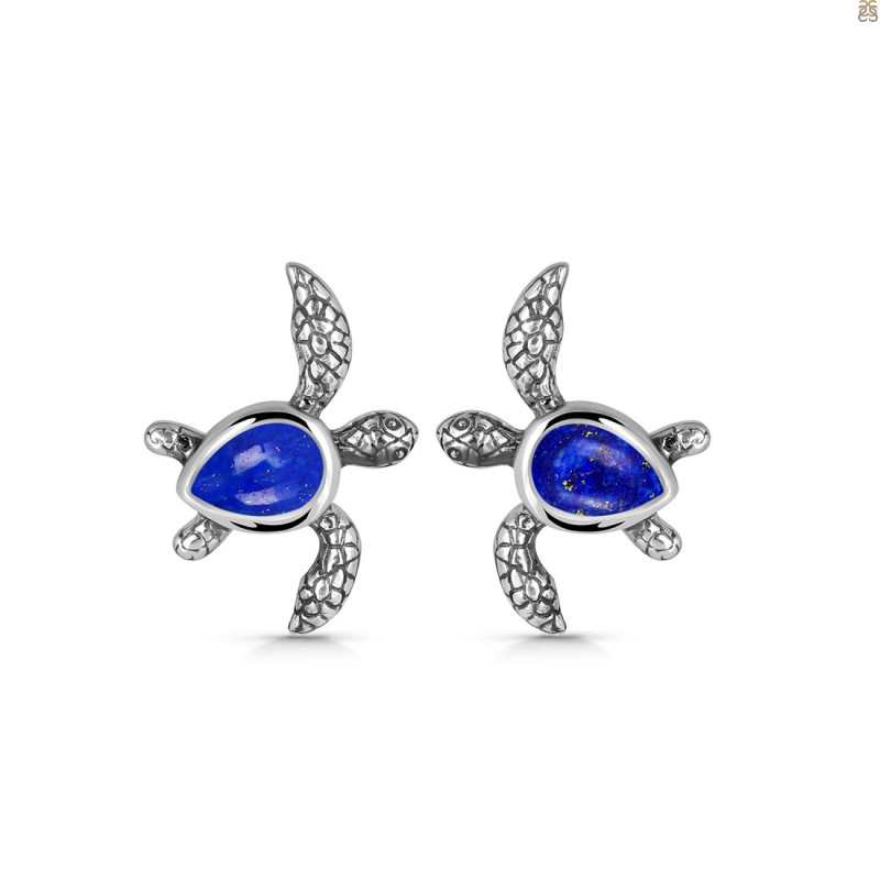 Lapis Turtle Stud Earring LLP-RUE-3.