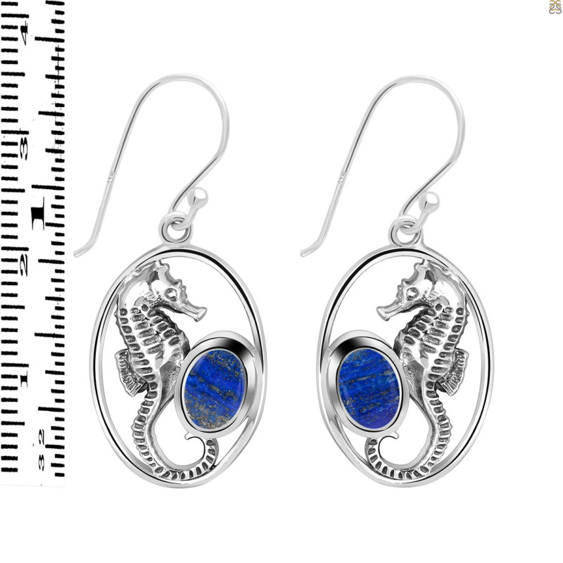 Lapis Sea Horse Earring LLP-RUE-5.