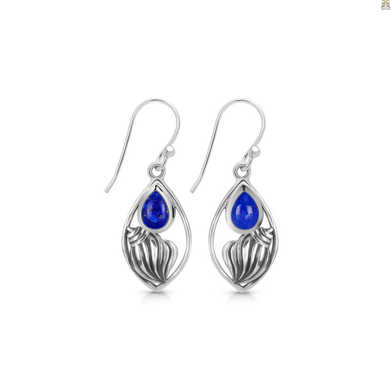 Lapis Shell Earring LLP-RUE-6.