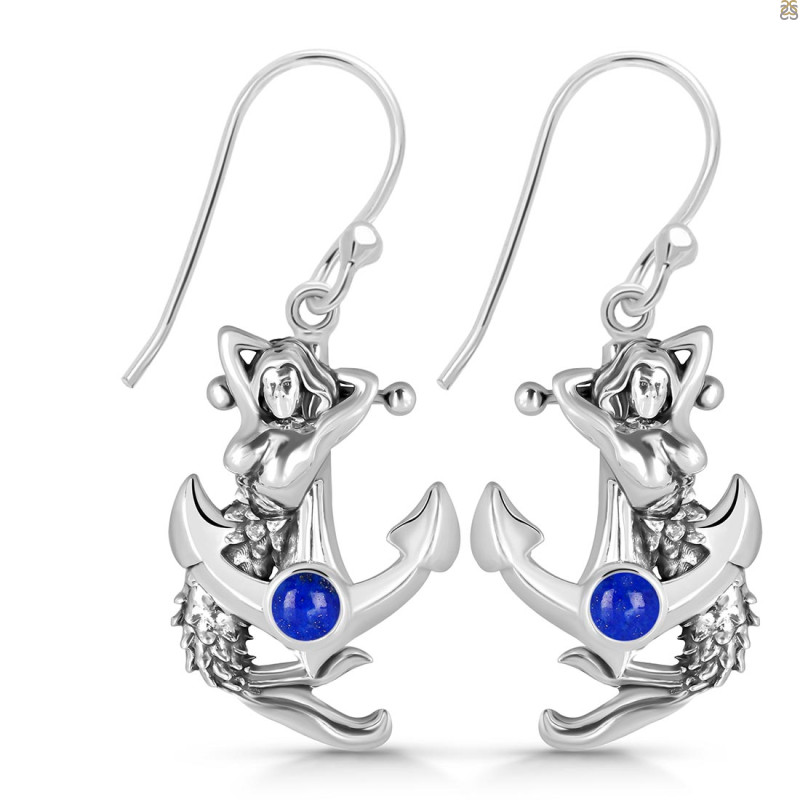Lapis Mermaid Earring LLP-RUE-9.