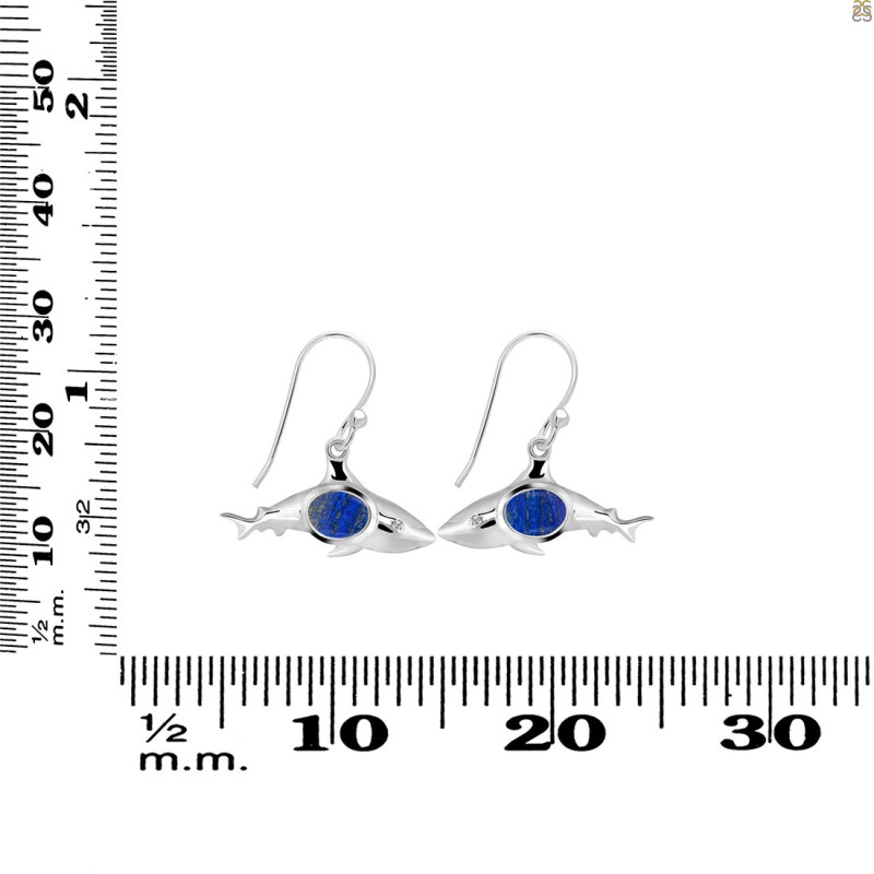 Lapis & White Topaz Shark Earring LLP-RUE-13.