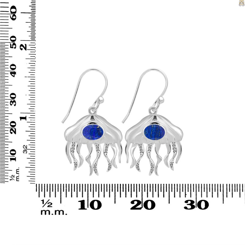 Lapis & White Topaz Jelly Fish Earring LLP-RUE-14.