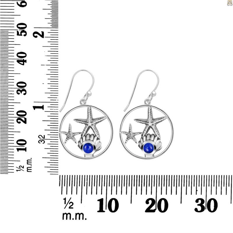Lapis Star Fish & Shell Earring LLP-RUE-16.