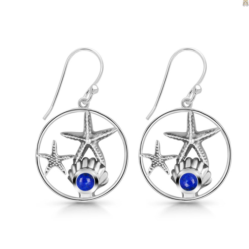 Lapis Star Fish & Shell Earring LLP-RUE-16.