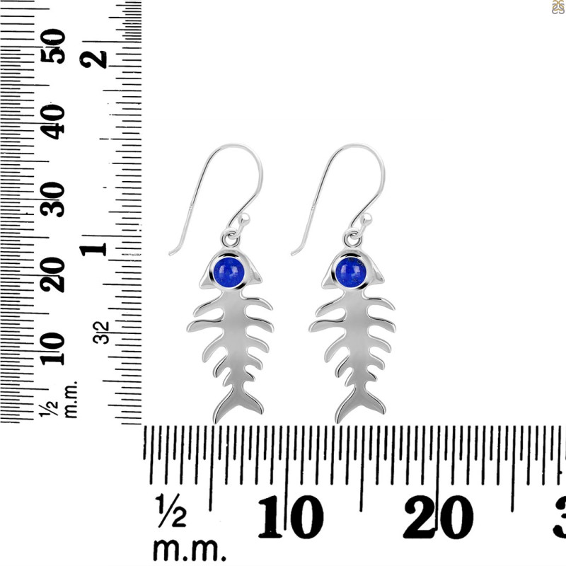 Lapis Fish Bone Earring LLP-RUE-17.