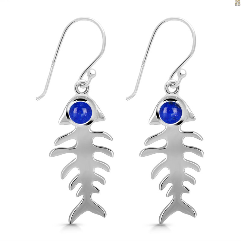 Lapis Fish Bone Earring LLP-RUE-17.