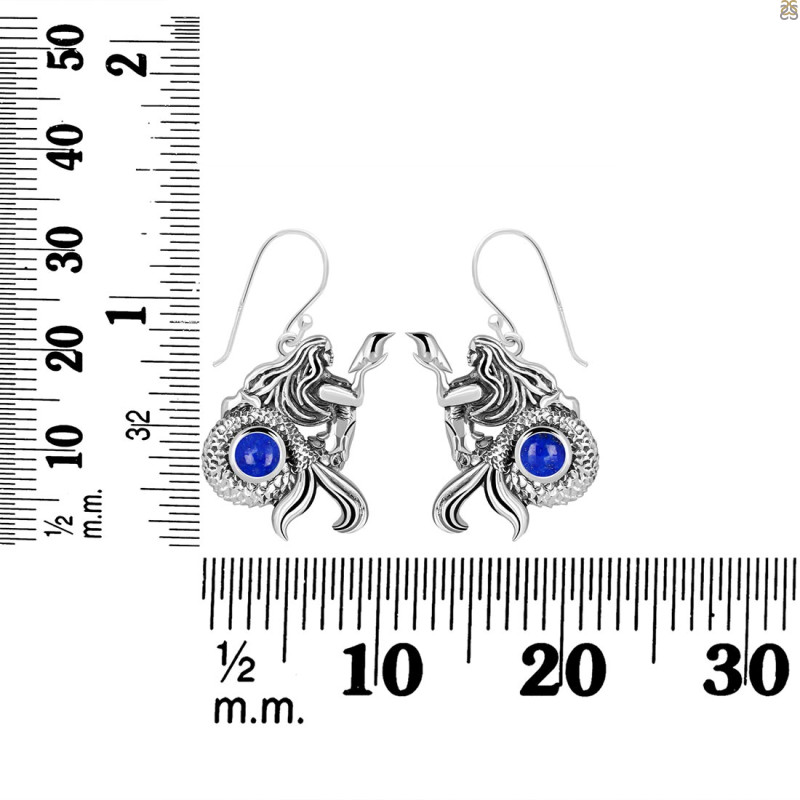 Lapis Mermaid & Shell Earring LLP-RUE-21.