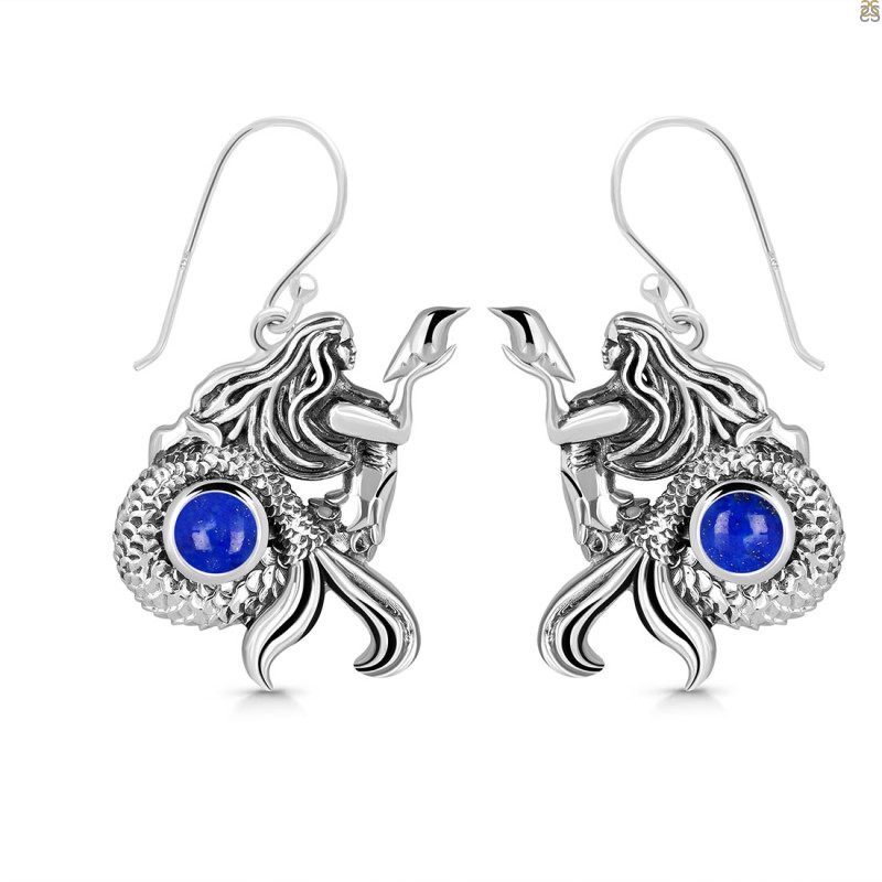 Lapis Mermaid & Shell Earring LLP-RUE-21.