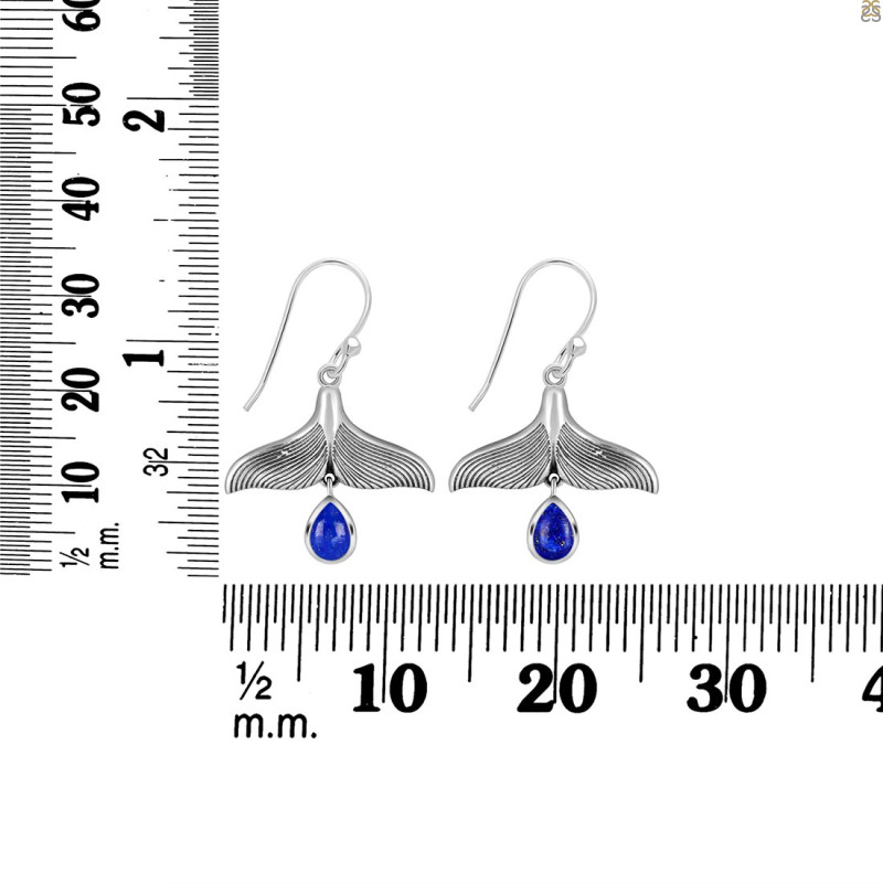 Lapis Whale Tail Earring LLP-RUE-22.