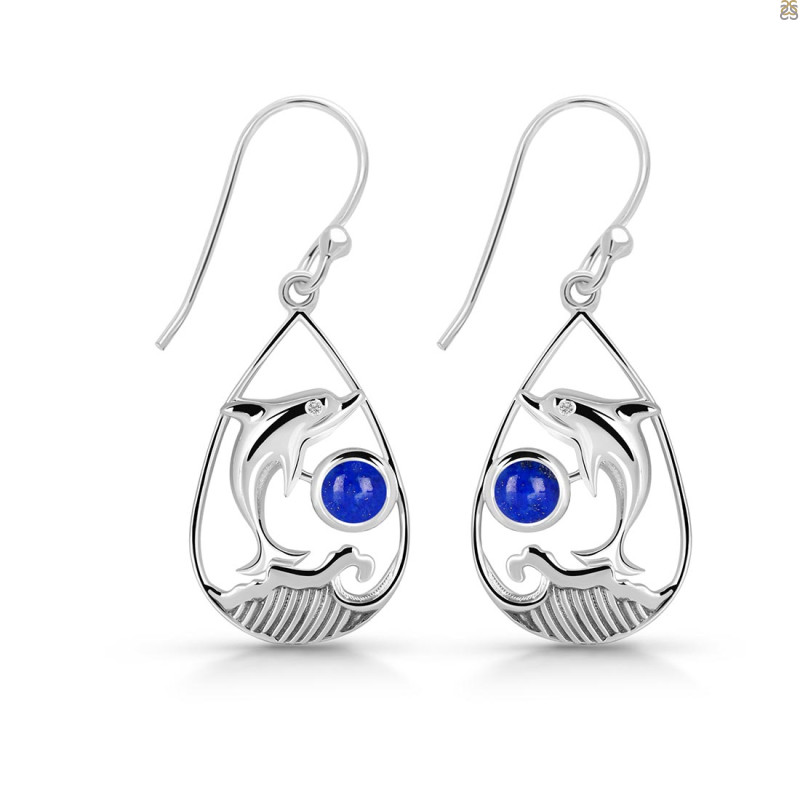 Lapis Dolphin Earring LLP-RUE-26.