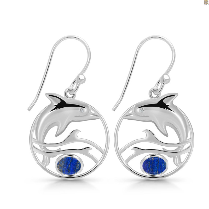 Lapis Dolphin Earring LLP-RUE-27.