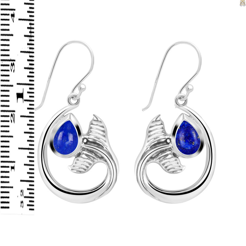 Lapis Whale Tail Earring LLP-RUE-28.