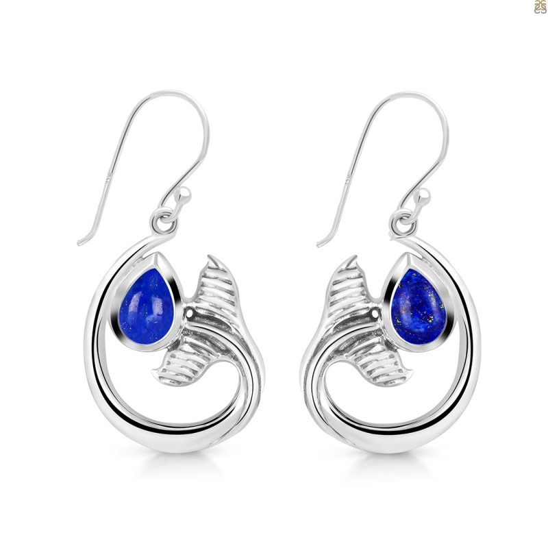 Lapis Whale Tail Earring LLP-RUE-28.