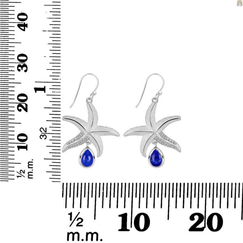 Lapis & White Topaz Star Fish Earring LLP-RUE-31.